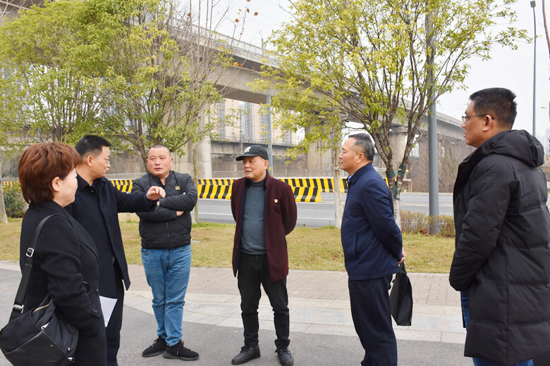 区政协文旅融合工作室调研沿江路健步道的建设