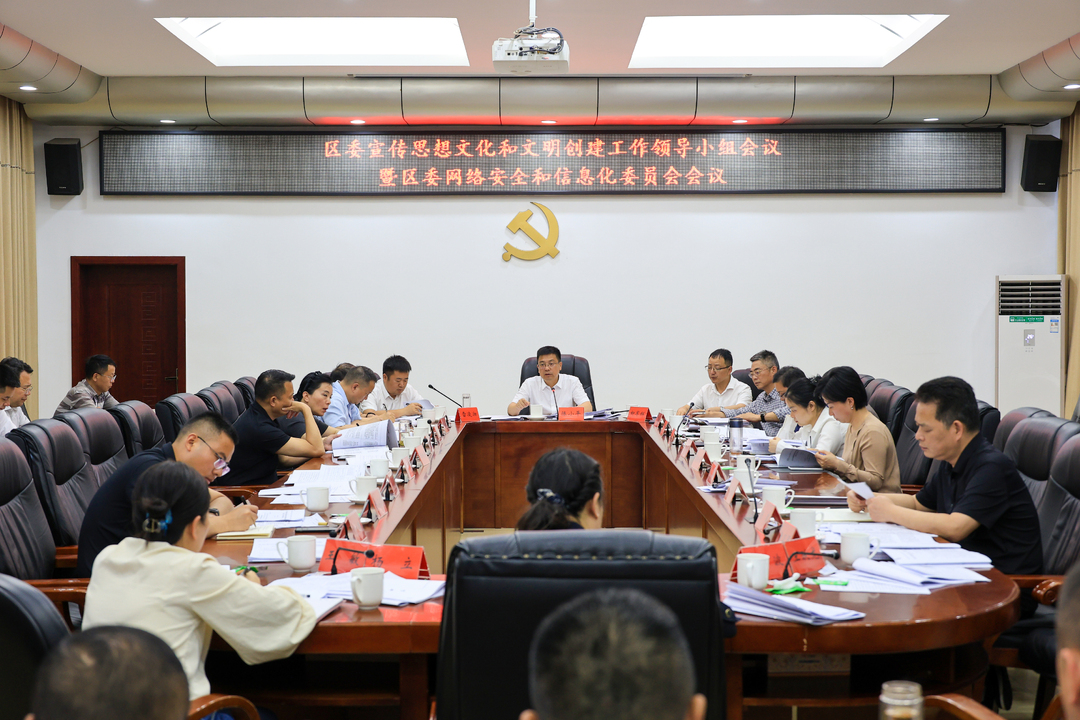 陈小平主持召开区委宣传思想文化和文明创建工作领导小组会议暨区委网信委员会会议