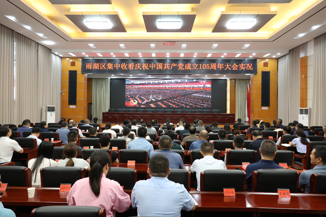 雨湖区集中收看庆祝中国共产党成立105周年大会实况直播