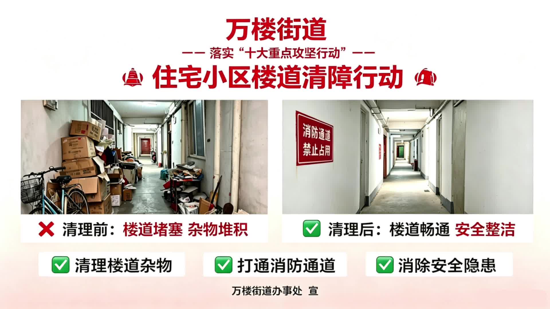 万楼街道桃源路社区开展“攻坚住宅小区楼道清障行动”