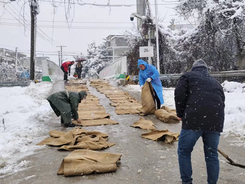 万楼街道：党员群众齐上阵，铲雪除冰勇担当