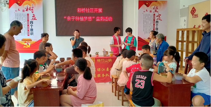 新桥社区：开展“亲子种植梦想”盆栽活动