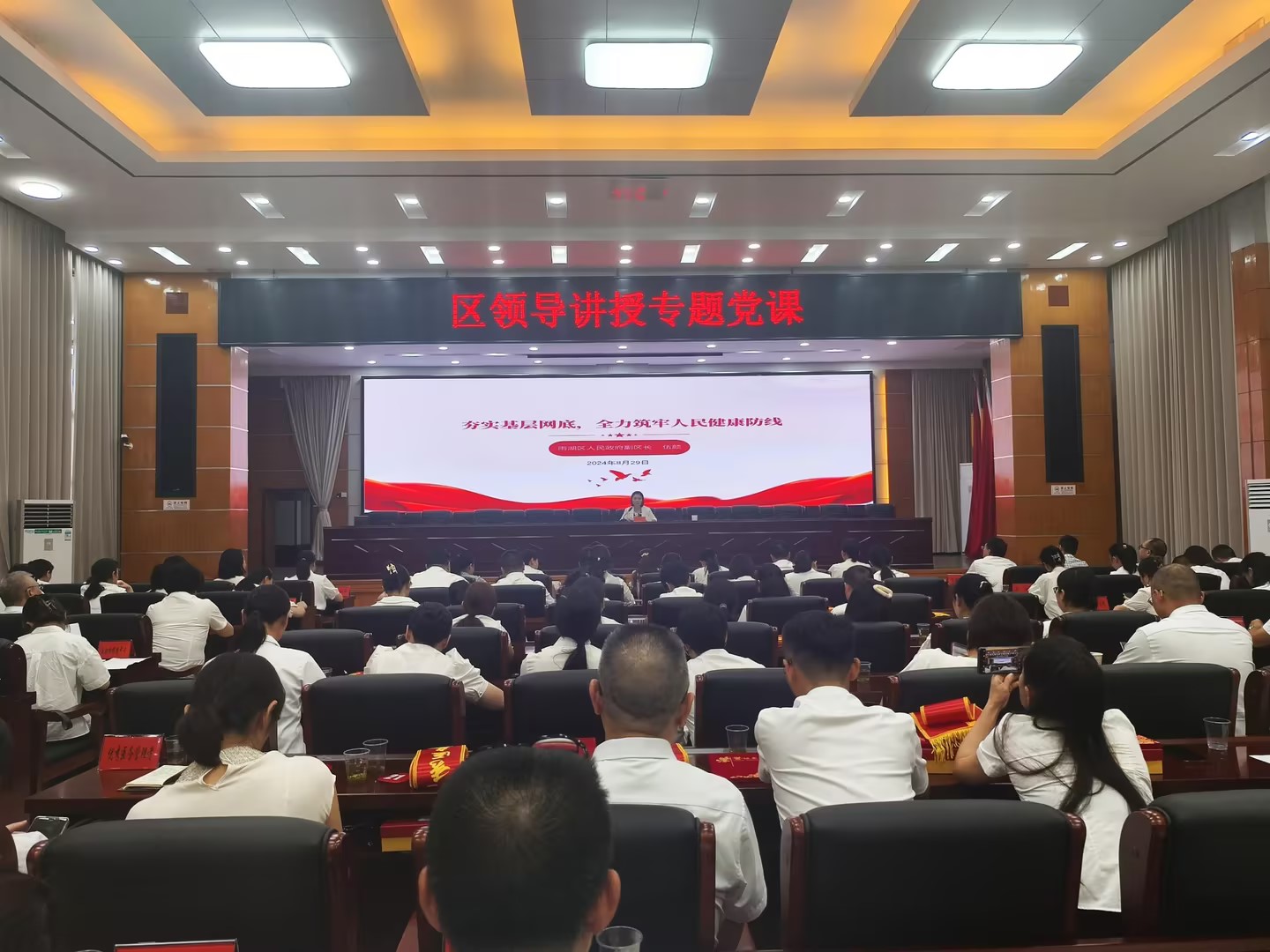 区领导为区卫健局、区医保局党员干部讲专题党课
