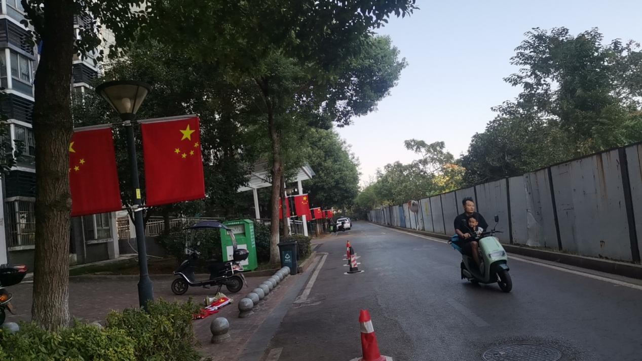 桃李社区开展“挂国旗 迎国庆”活动