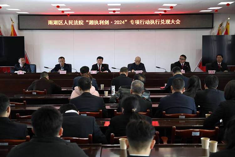 雨湖区人民法院召开“湘执利剑·2024”专项行动执行兑现大会