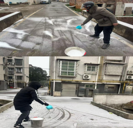 罗金塘村“两委”：“撒盐除冻”守护群众出行安全