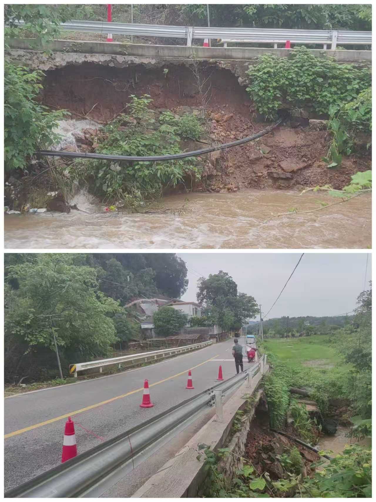 鹤岭镇晶鑫村省道护坡垮塌、路基塌陷  多部门联动成功避险